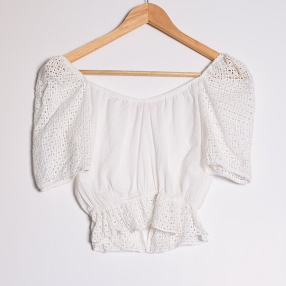 Fiu Fiu Womens Button Up Crop Top Blouse White - Picture 2 of 6